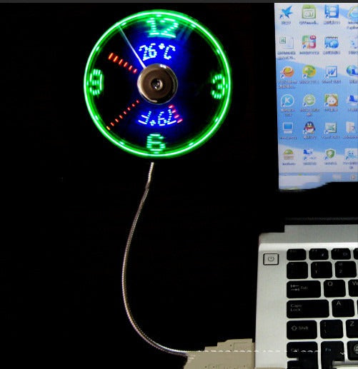 USB Fan with Clock and Temperature with LED Display