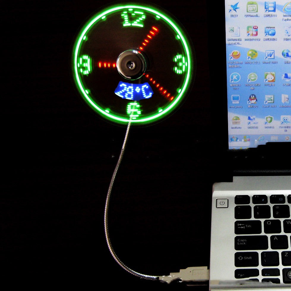 USB Fan with Clock and Temperature with LED Display